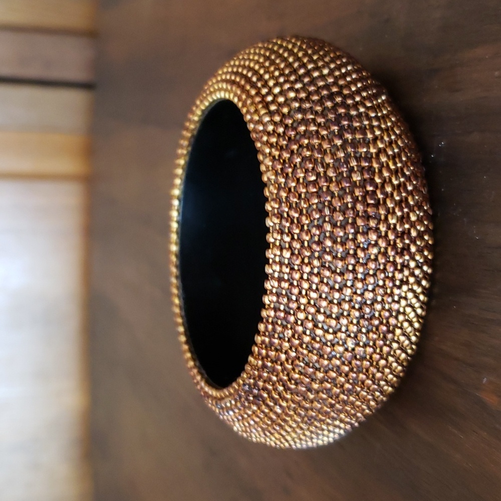 Wide Chunky Domed Copper Colored Bangle Bracelet
